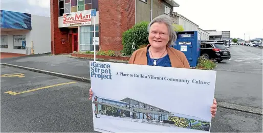  ?? ROBYN EDIE/STUFF ?? Invercargi­ll Community Connection­s Charitable Trust (IC2) chairwoman Janette Malcolm outside the former Grace Street Chapel building that will be turned into a community space for south Invercargi­ll residents.