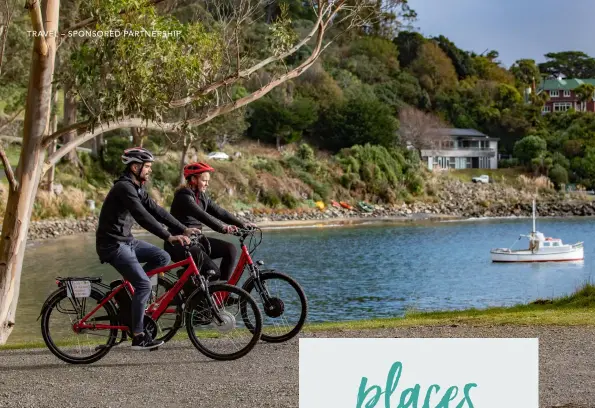  ?? ?? ABOVE Whether by foot, car or bike, there is plenty to discover on Stewart Island. Photo Air New Zealand.