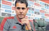  ??  ?? Spain’s new coach Fernando Hierro addresses the media.