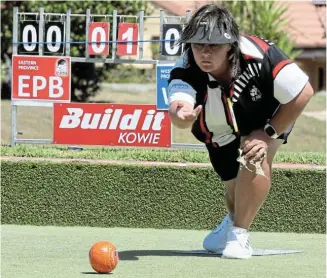  ?? Picture: FREDLIN ADRIAAN ?? BOWLING ACTION: EP’s Dezi Rosenblatt delivers a wood on day three of the 2024 Perfect Delivery Open Inter-District tournament at Westview Bowling Club yesterday