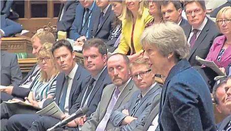  ?? Picture: Press Associatio­n. ?? Theresa May speaks during Prime Minister’s Questions yesterday.