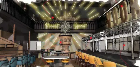  ?? ?? An artist’s impression of how the inside of the revamped Revolution bar in Cheltenham will look