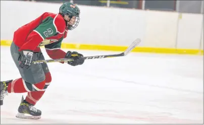  ?? JASON SIMMONDS/JOURNAL PIONEER ?? Kensington Monaghan Farms Wild rookie forward Landon Clow in action during a recent New Brunswick/P.E.I. Major Midget Hockey League game at Credit Union Centre in Kensington, previously Community Gardens. The Wild will host the Fredericto­n Caps in...