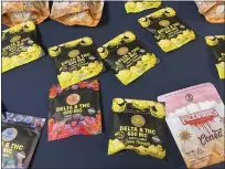  ?? PHOTO BY CARL HESSLER JR. ?? Authoritie­s displayed packages of CBD gummies that they alleged contained the deadly drug fentanyl.