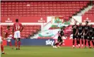  ??  ?? Nottingham Forest’s Tiago Silva scores his side’s first goal of the game direct from a free kick. Photograph: David Davies/PA