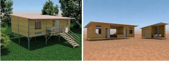  ?? FOTOS CORTESÍA FEDEMETAL ?? Izquierda: una casa de acero para zonas inundables. Derecha: diseño para una vivienda en La Guajira.