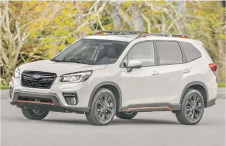  ??  ?? Despite a similarity to last year’s model, the 2019 Forester is virtually all new, Subaru says.