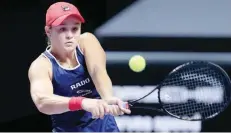  ?? — Reuters ?? Australia’s Ashleigh Barty during her match against Czech Republic’s Petra Kvitova at WTA Tour Finals in Shenzhen, Guangdong province, China.