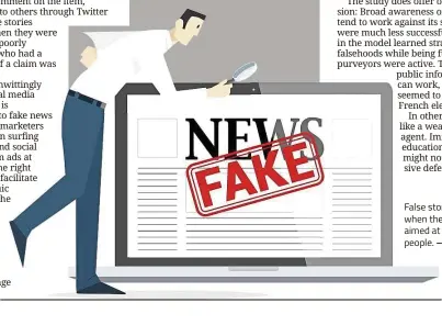  ??  ?? False stories spread farther when they were initially aimed at poorly informed people. — 123rf.com