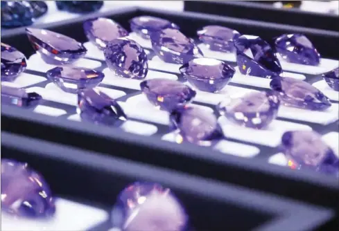  ??  ?? Gems are displayed during an exhibition in Phnom Penh in 2014.