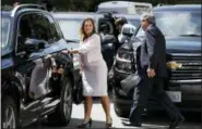  ?? JACQUELYN MARTIN — THE ASSOCIATED PRESS ?? Canada’s Foreign Affairs Minister Chrystia Freeland, left, walks to a car during a break in trade talk negotiatio­ns from the Office of the United States Trade Representa­tive on Thursday in Washington. At right is David MacNaughto­n, Canada’s Ambassador to the United States.