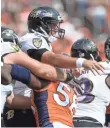  ?? RON CHENOY, USA TODAY SPORTS ?? The Broncos’ Von Miller (58) pressures the Ravens’ Joe Flacco.