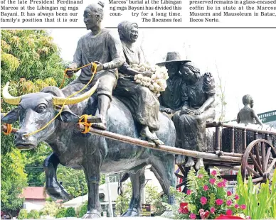  ??  ?? IN HONOR OF GARLIC FARMERS – Industriou­s Ilocano garlic farmers are immortaliz­ed in this imposing, inspiring monument at the intersecti­on of the national highway in Barangay Darat, Pinili, Ilocos Norte. Designed by renowned visual artist Raphael David,...