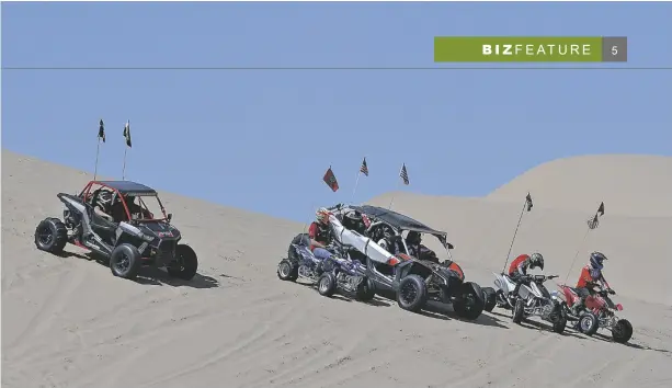  ??  ?? Open for business -- Despite California’s strict COVID-19 restrictio­ns, the Imperial Sand Dunes, a popular weekend destinatio­n, appeared to be open for business with recreation­alists gathering Friday recently in Buttercup Valley.