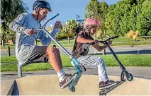  ?? PHOTO: DOUG FIELD/STUFF ?? Kahu, 14, and Makaia Day-Brown, 11, in action at the Caroline Bay skate park.