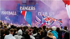  ??  ?? CROWDED: Rangers fans descend on Ibrox yesterday afternoon