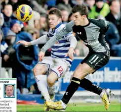  ??  ?? Tottenham Hotspur's Gareth Bale (R) challenges Queens Park Rangers' Jamie Mackie during their English Premier League soccer match at Loftus Road in London -REUTERS