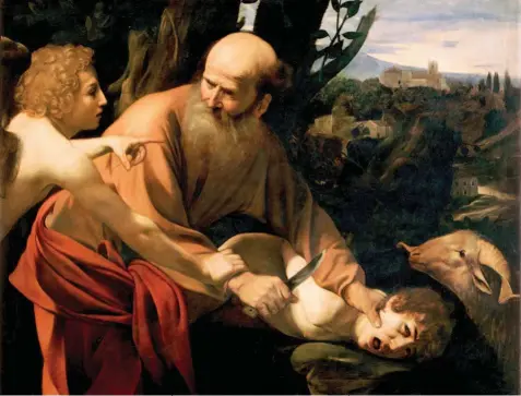  ?? ?? Abraão prontifica-se a sacrificar o filho Isaac por ordem de Deus, aqui na visão de Caravaggio (1571-1610)