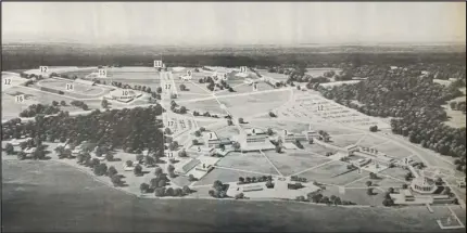  ?? EL file photo ?? An aerial artist rendering of the Wright State University — Western Ohio Branch Campus, now known as the Lake Campus, shows a 15-year constructi­on plan, circa 1970.