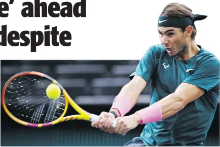  ?? Photo: Nampa/AFP ?? Looking forward… Rafael Nadal fell short of winning his first Rolex Paris Masters title last week, but after reaching the Bercy semi-finals, the Spaniard will take confidence as he turns his attention to the Nitto ATP Finals.