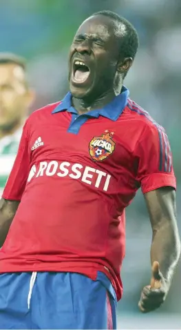  ?? ANSA ?? Seydou Doumbia, 27 anni, attaccante ivoriano ceduto in prestito al CSKA Mosca