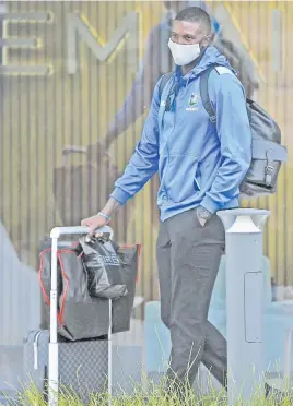  ?? Picture: Getty Images ?? READY. West Indies captain Jason Holder arrives at Manchester Airport yesterday ahead of their tour of England.