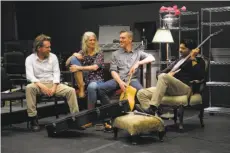  ?? Scot Goodman ?? Gabe Maxson (left), Beth Wilmurt, Sam Barnum and Olive Mitra take a break during rehearsal for “Olga” at Aurora Theatre.