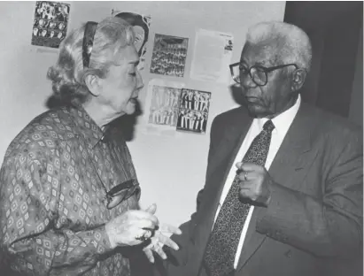  ?? Picture: TBG Archive ?? Rica Hodgson, small and tough, with ANC stalwart Walter Sisulu, for whom she was secretary from 1990 to 1996. She kept him from working himself to the point of exhaustion.