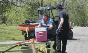  ??  ?? Food is delivered by Five Oaks staff to each of the isolation zones throughout the day.