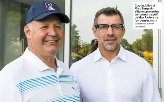  ?? PHOTO D’ARCHIVES, MARTIN CHEVALIER ?? Claude Julien et Marc Bergevin s’étaient présentés au tournoi de golf de Max Pacioretty l’an dernier.