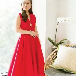  ??  ?? IN THE RED
One of Marga’s most trusted designer is Maureen Disini. This red piece fits Marga perfectly