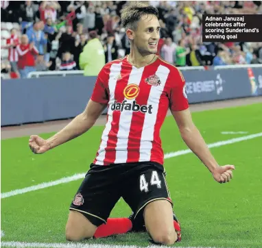  ??  ?? Adnan Januzaj celebrates after scoring Sunderland’s winning goal