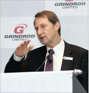  ??  ?? Alan Olivier, chief executive of Grindrod, briefs the media yesterday at the Marlow Hotel in Sandton, Johannesbu­rg.