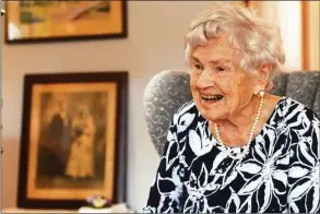  ?? Ned Gerard / Hearst Connecticu­t Media ?? Helen Koziel speaks during an interview at her home in Orange on Aug. 16. She will turn 106 in September.