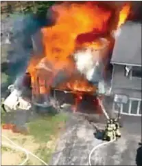  ?? VIDEO BY PAUL LIOTTA ?? Aerial video of the fire on the 100 block of Beechtree Drive in Marple Sunday taken by local resident Paul Liotta.