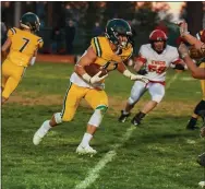  ??  ?? Paradise’s Tyler Harrison looks for running room during the Bobcats’ home matchup against Chico on Friday in Paradise.