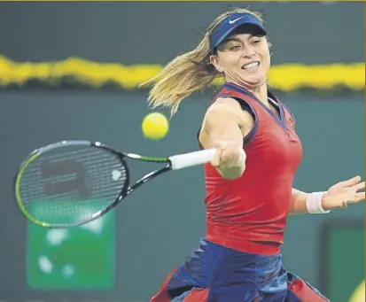  ?? FOTO: EFE ?? Paula Badosa, en uno de los partidos disputados en Indian Wells, mostrando su gran evolución