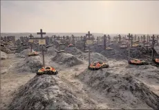  ?? -AP ?? KRASNODAR: Graves of Russian Wagner mercenary group fighters are seen in a cemetery near the village of Bakinskaya in Krasnodar region.