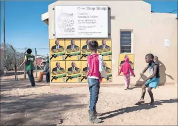  ??  ?? Viva: The extended public works programme (above left) also provides some employment. ANC pamphlets bragging of jobs it has created are at the party’s one-stop shop (right)