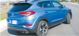  ??  ?? Left, the redesigned Hyundai Tucson has a modern, sporty-looking rear end with LED tail lamps. Right, there is more rear seat legroom in the 2016 Tucson and the 60/40 seats fold for added cargo room.