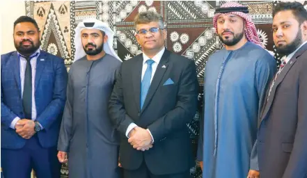  ??  ?? From left: First Secretary Sanaila Laqai, Abdulla Al Bloushi, outgoing Ambassador Kamlesh Prakash, Ahmed Al Bloushi and Second Secretary Jaljeet Kumar, at the Fiji Embassy Abu Dhabi.