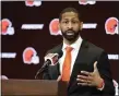  ?? ASSOCIATED PRESS FILE ?? Browns general manager Andrew Berry will be conducting his first NFL Draft under unusual circumstan­ces.