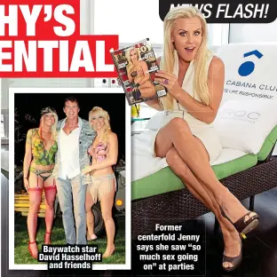  ?? ?? Baywatch star David Hasselhoff
and friends
Former centerfold Jenny says she saw “so much sex going on” at parties