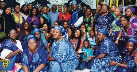  ??  ?? Chief of Staff to the Executive Governor of Osun State, Dr. Charles Diji Akinola and Nike Davies Okundaye flanked by the women who got trained on various crafts