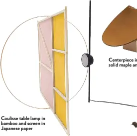  ??  ?? Coulisse table lamp in bamboo and screen in Japanese paper