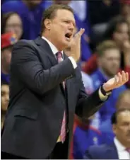  ?? THE ASSOCIATED PRESS ?? Kansas coach Bill Self applauds during the first half of the team’s NCAA college basketball game against Tennessee State in Lawrence, Kan., Friday, Nov. 10, 2017.