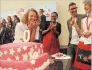  ?? PICTURE: MICHAEL WALKER ?? Santa Shoebox chief operating officer Debbie Zelezniak, patron Mpho Tutu van Furth, MC Brent Lindeque and chief executive Irené Pieters celebrate the 10th birthday of Santa Shoebox, which donates 100 000 gift boxes to underprivi­leged children.