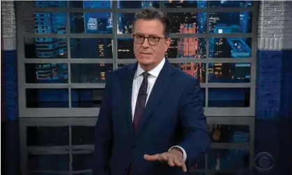  ?? ?? Stephen Colbert following Hurricane Ian’s landfall: ‘Our hearts go out to the people of Florida right now.’ Photograph: YouTube