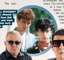  ?? ?? CELL DIVISION? Marc Almond and Dave Ball now and, inset, in their early days