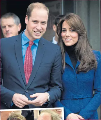  ??  ?? RESTRAINT: William and Kate now adopt a formal posture rather than an embrace, left